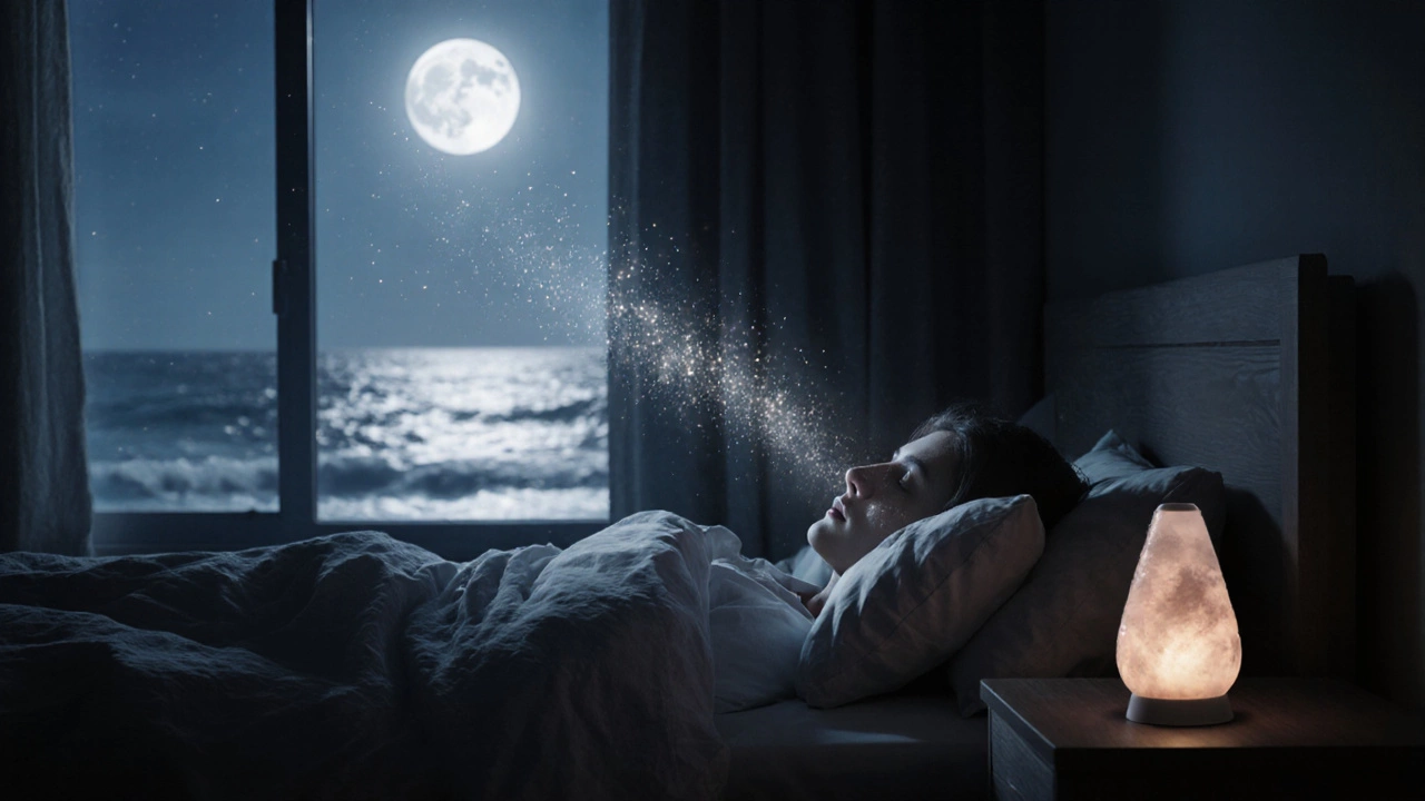 Человек спит у окна у моря, солёный воздух и волны создают умиротворяющую атмосферу.