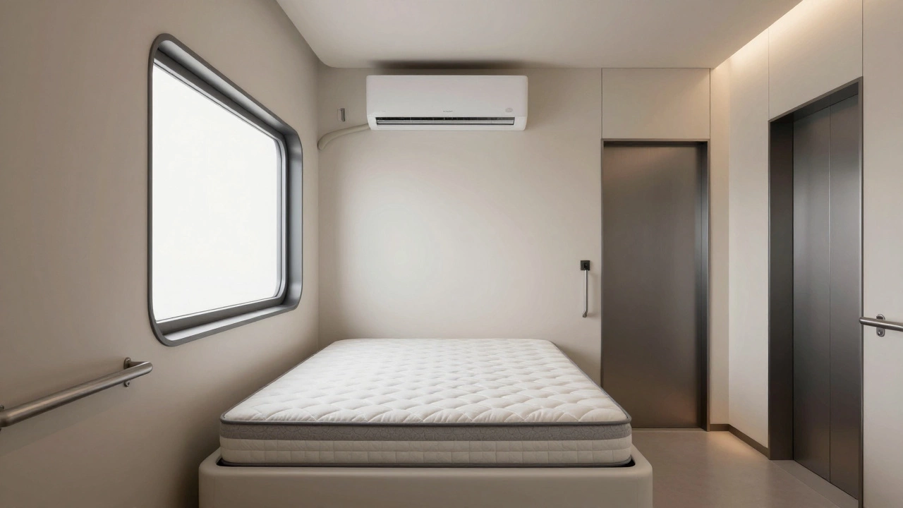 Каюта в центре теплохода с ортопедическим матрасом и современным дизайном