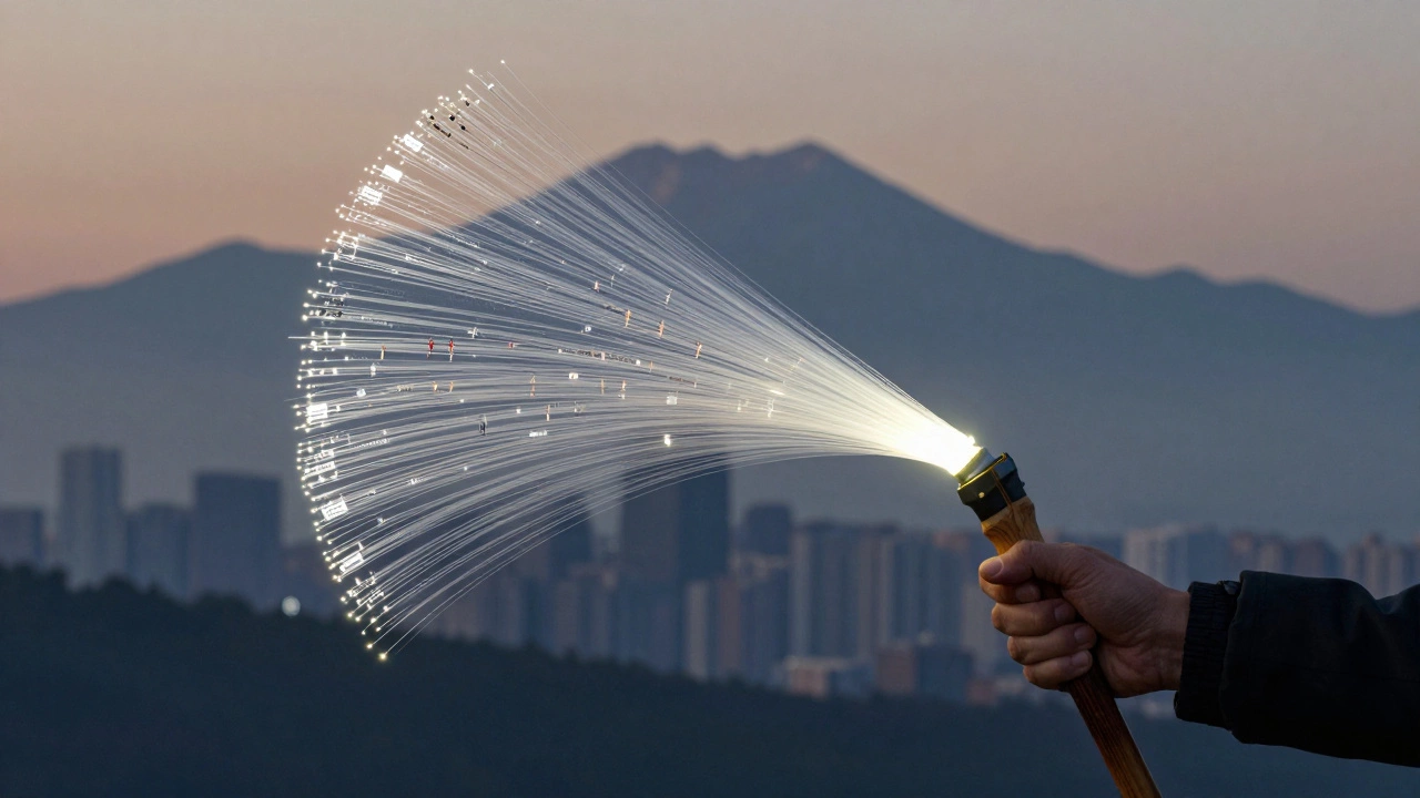 Рука держит посох, превращающийся в цифровую сеть профилей гидов и компаний