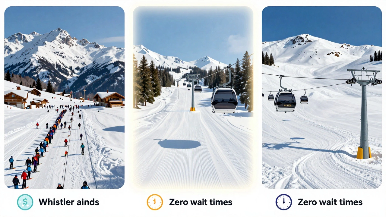 Сравнение Уистлера с другими горнолыжными курортами: Уистлер — эффективный, чистый, без очередей.