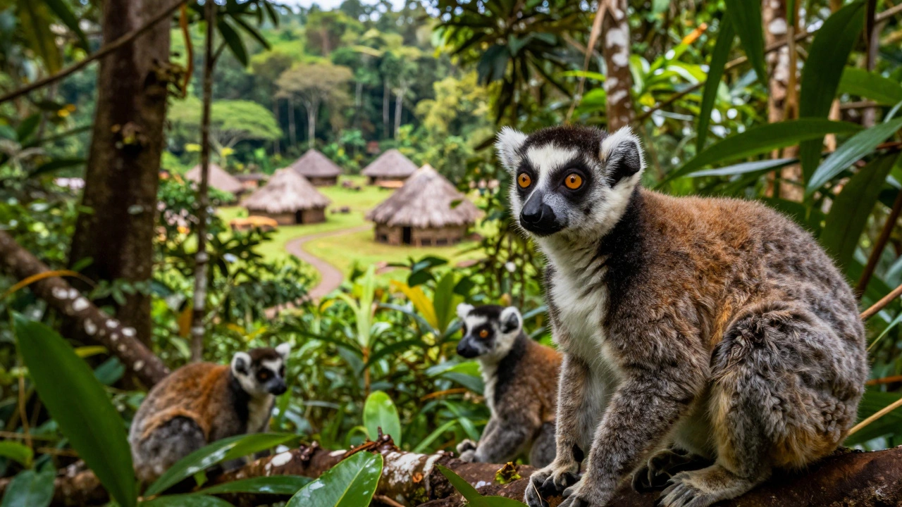 Лемуры в тропических лесах Мадагаскара